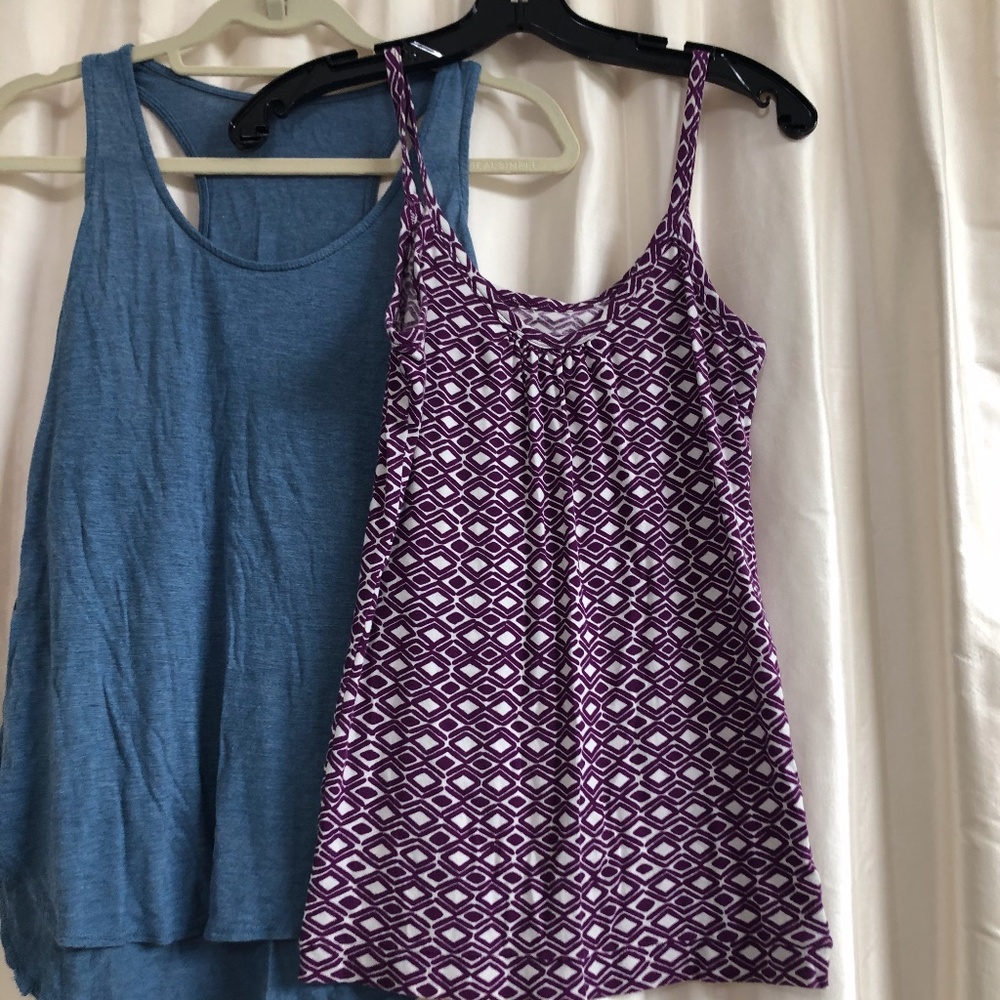 2 TANKS.  1 Banana Republic print.  1 Blue